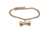 Gold Metal Chain Boot Bracelet Shoe Bow Tie Ribbon Charm